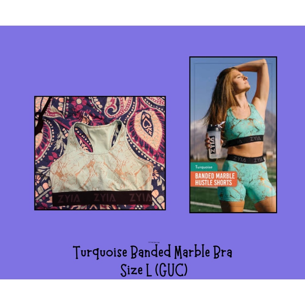 ZYIA Turquoise Banded Bra (L) GUC